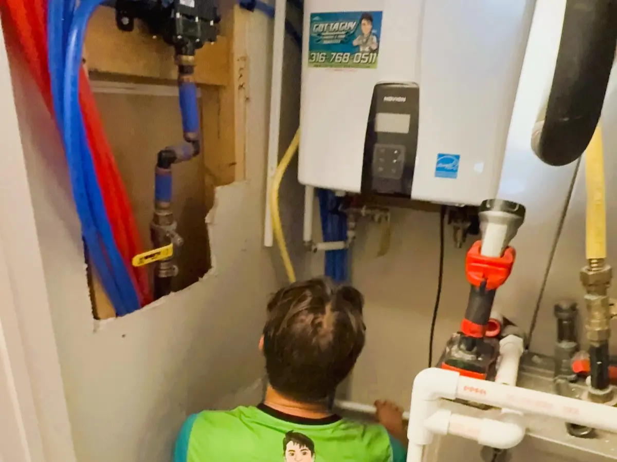 Water heater service access and safety pan